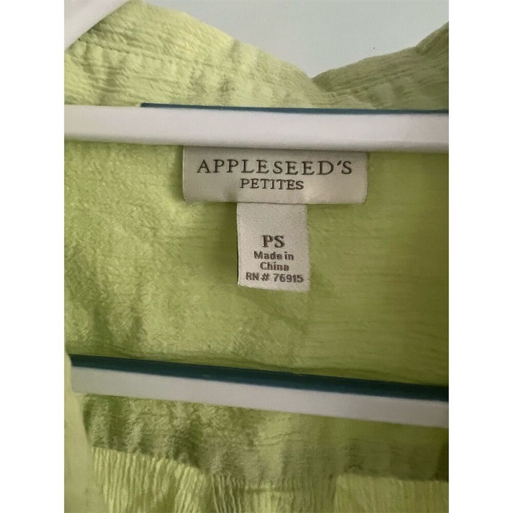 Appleseed's Petites Women's Green Button-Up Shirt Size S Long Sleeve - Picture 3 of 4